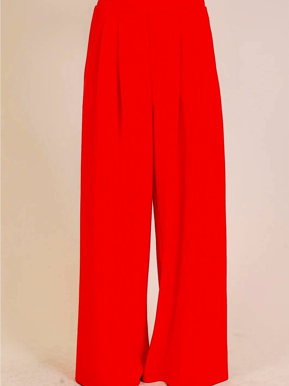 Timing Brand Wide Leg Pleated Pants with Pockets in Tomato Red, Large